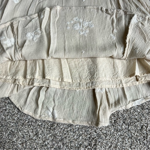 Free People Jasmine Embroidered Bell Sleeve Cream Mini Boho Dress, Size 2 - Picture 7 of 11